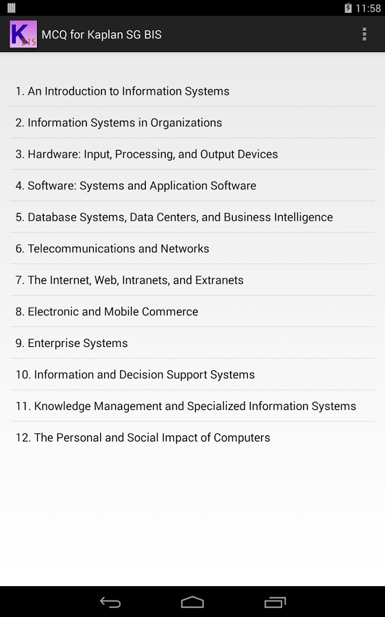 MCQ for Kaplan SG BIS截图1