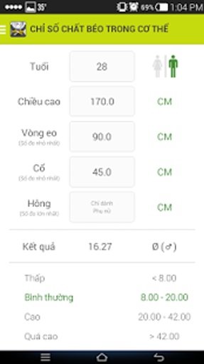 Chỉ số sức khỏe截图3