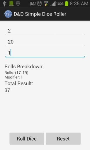 D&D Simple Dice Roller截图1