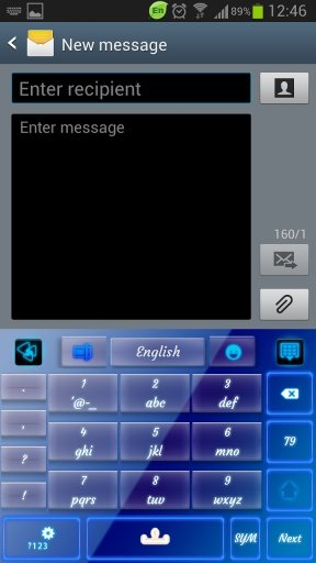 GO Keyboard Blue Neon Theme截图5