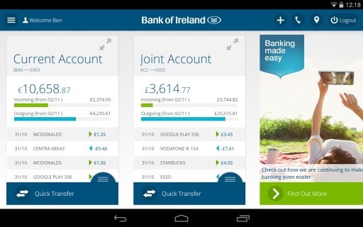 Bank of Ireland Tablet Banking截图6