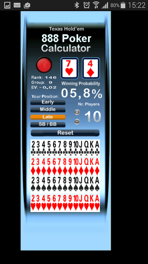 Poker Calculator for 888 Poker截图3