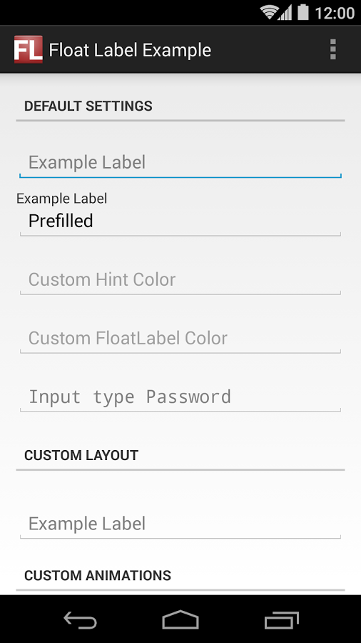 Float Label Example截图3