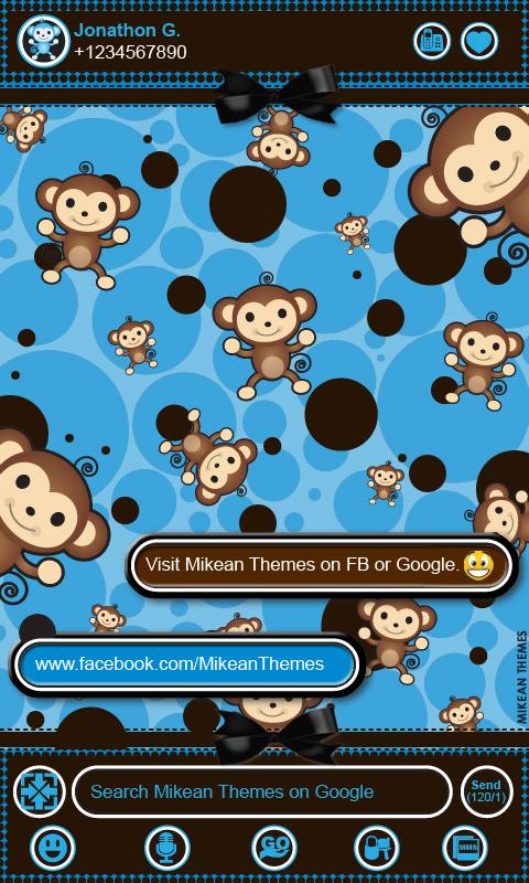 GO SMS Cute Monkey Blue Theme截图1