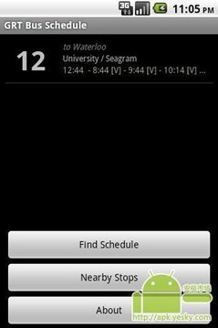 GRT巴士时间表应用程序截图