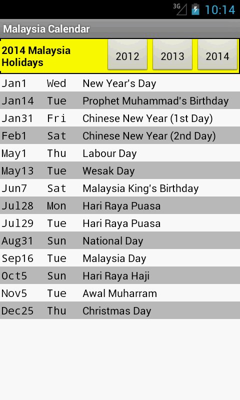 2013马来西亚日历截图3
