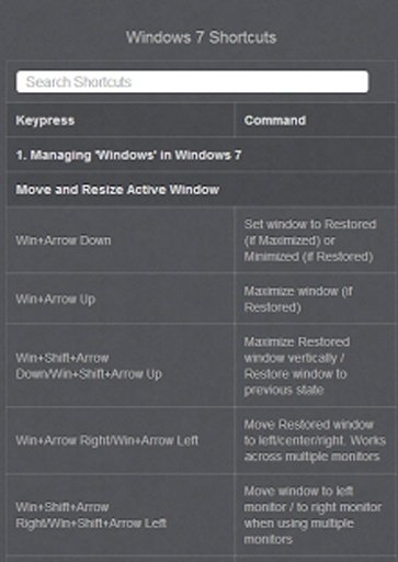 Windows 7 Keyboard Shortcuts截图3