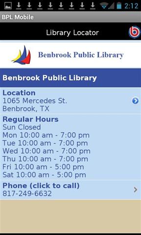 布鲁克公共图书馆 Benbrook Public Library Mobile截图2