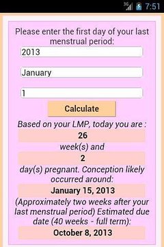 怀孕日期计算器截图
