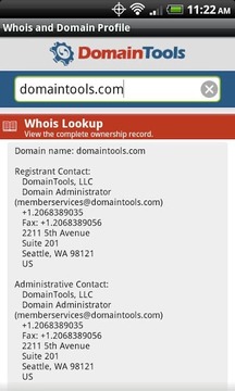 DomainTools Whois Lookup截图