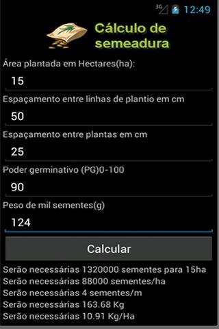 C&aacute;lculo de Semeadura截图3