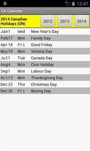 CA假日日历2014截图2