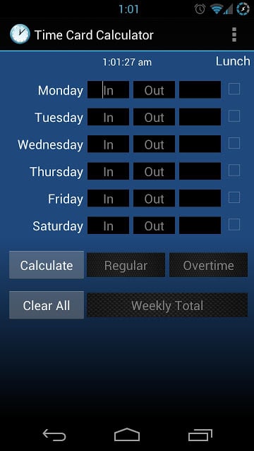 Time Card Calculator截图1