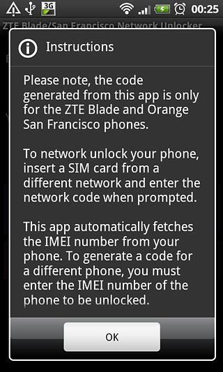 ZTE Blade/San Francisco Network Unlocker截图2