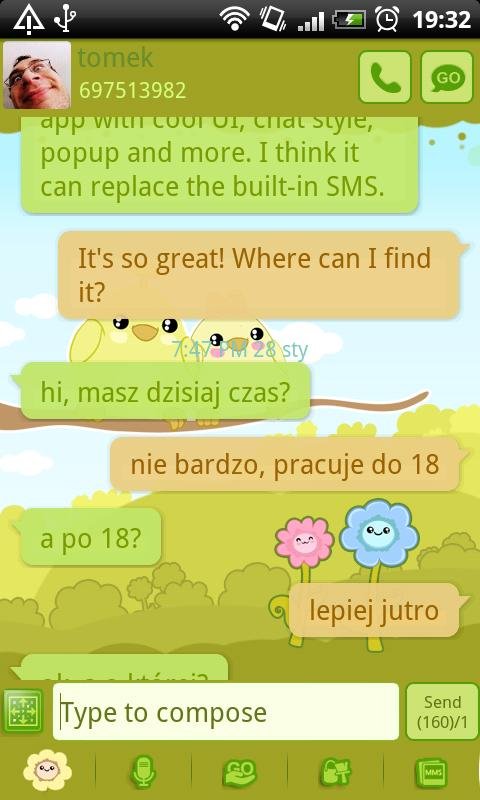 GO SMS Pro Sweet Spring Theme截图3