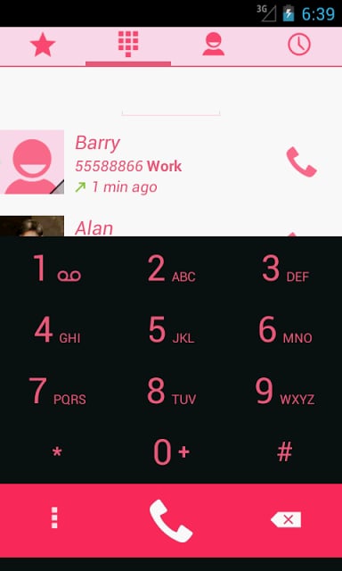 Swipe Dialer KitKat Pink Theme截图2