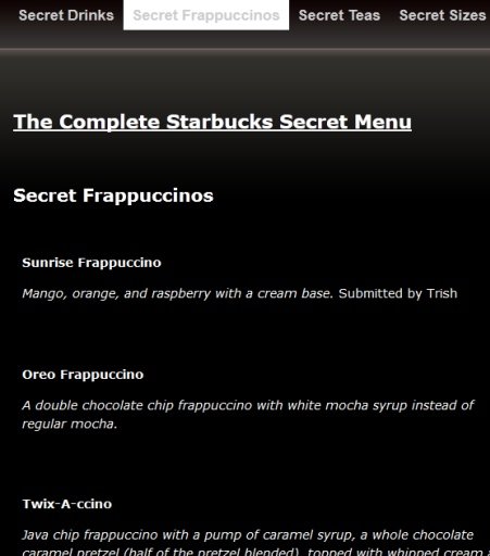 Complete Starbucks Secret Menu截图2