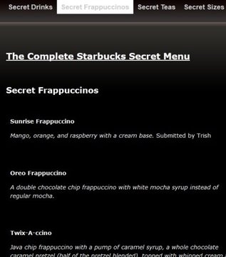 Complete Starbucks Secret Menu截图