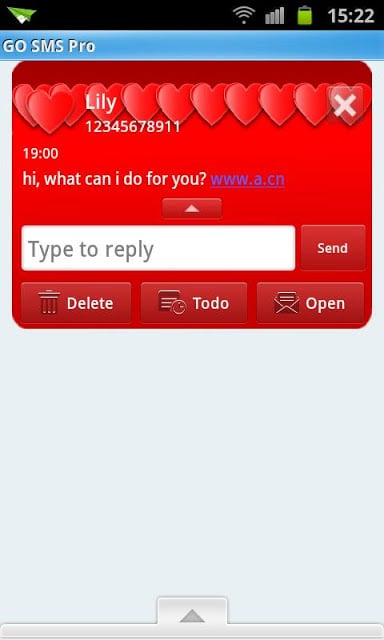 GO SMS 短信红桃主题截图1
