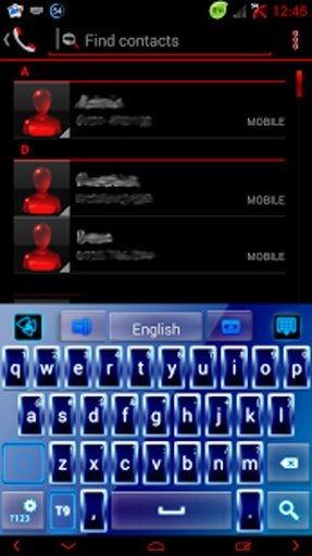 Blue Neon GO Keyboard Theme截图8