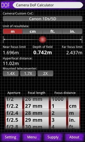 相机景深计算器截图1
