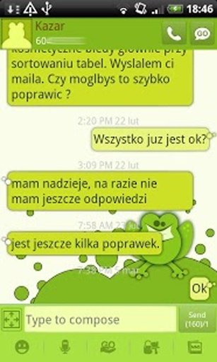 GO SMS Pro Frog White Theme截图2