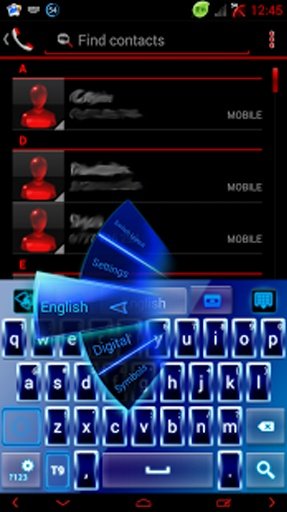 Blue Neon GO Keyboard Theme截图3