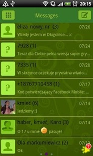 GO SMS Pro Pastel Green Theme截图3