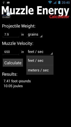 Muzzle Energy Calculator截图1