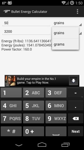 Bullet Energy Calculator截图2