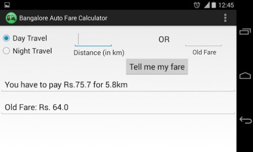 Bangalore Auto Fare Calculator截图1