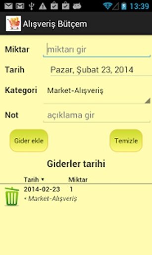 Bütçe Takip Alışveriş Listesi截图1