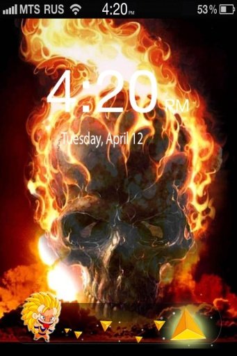 3D Flame Skull Lock Screen截图4