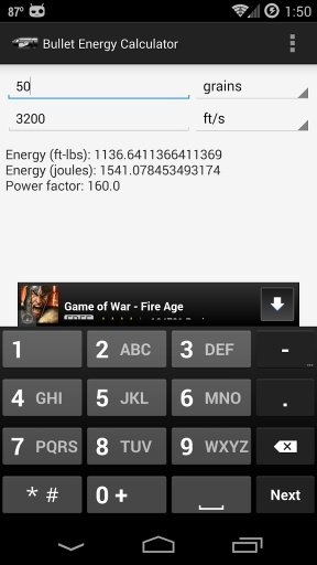 Bullet Energy Calculator截图1