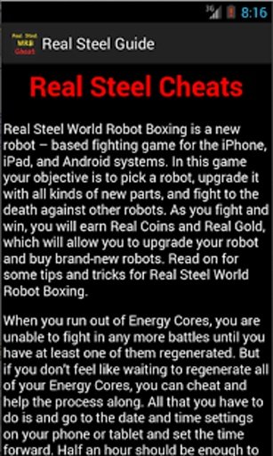 Cheats &amp; Guide Real Steel WRB截图1