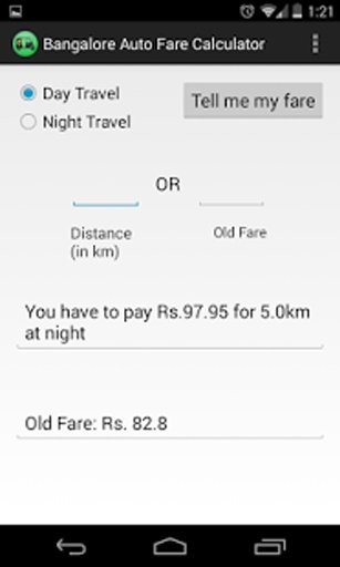 Bangalore Auto Fare Calculator截图6