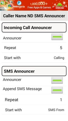 Caller Name ND SMS Announcer截图2