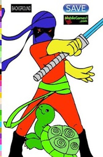 Ninja and Turtle Coloring Game截图2