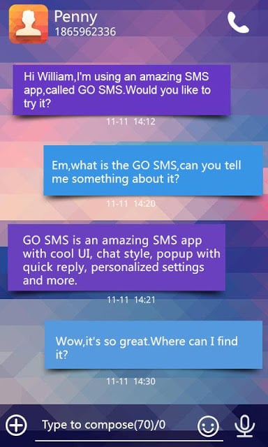 GO SMS Pro Masec Theme EX截图1