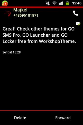 GO SMS Theme Red Neon截图4