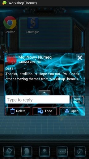 GO SMS Theme Blue Fire截图1