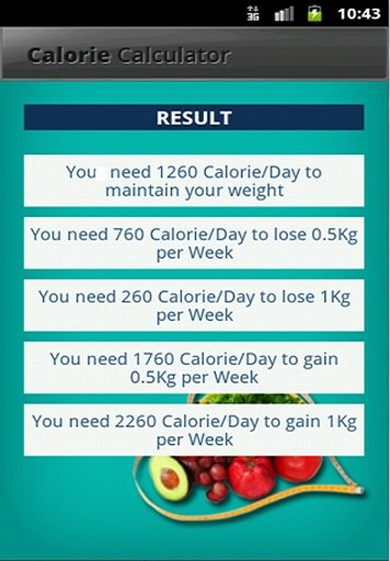 Calorie calculator截图1