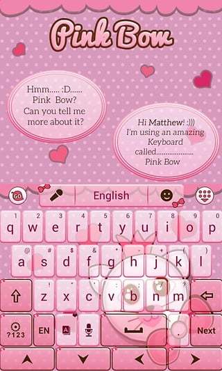 Pink Bow GO Keyboard Theme截图5