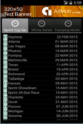 Unofficial Nascar Schedule截图3