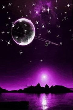 Purple Sky With Stars n Saturn截图