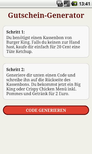 BK Gutschein Code Generator截图1