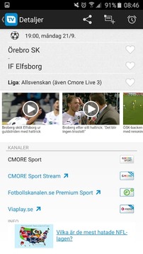 TVmatchen.nu - sport p&aring; TV截图