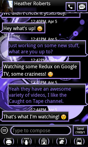 Purple ICS Bubblegum GO SMS截图1