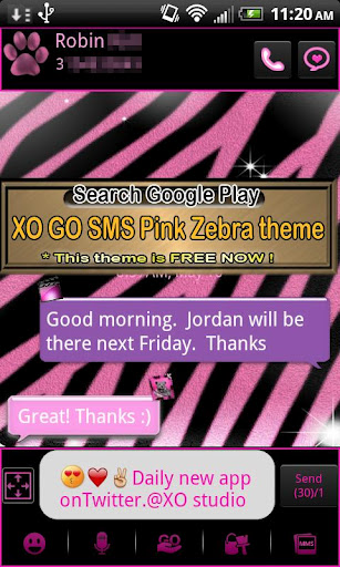 GO SMS PRO Leopard PINK theme截图5