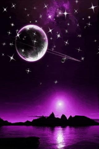 Purple Sky With Stars n Saturn截图2